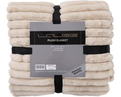 Lalee Plush Fleece deken plaid zacht gestreept 3d furr bont plaid 150x200cm beige