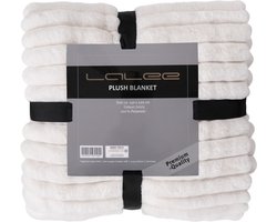 Lalee Plush Fleece deken plaid zacht gestreept 3d furr bont plaid 150x200cm ivoor gebroken wit