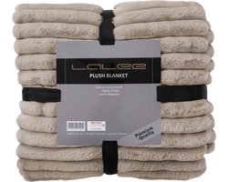 Lalee Plush Fleece deken plaid zacht gestreept 3d furr bont plaid 150x200cm taupe