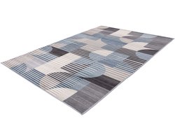 Lalee vloerkleed - modern design 120x170 cm - 1 stuk - blauw en wasmachinebestendig met antislip-onderzijde