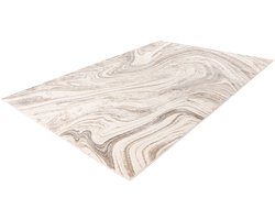 Lalee Vloerkleed - Modern Tapijt - 3D Golven - Zilver Beige - Glanzend en Luxe - Zacht en Comfortabel