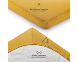 Laleni Jersey Baby/Kind Hoeslaken - Actief Ademend - Oeko-Tex Certificeerd - Babybed, Wieg, Kinderbed 100 x 115 x 10cm, pittige mosterd, zeshoek, set van 2
