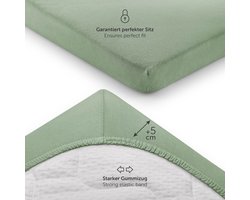 Laleni Jersey Baby/Kind Hoeslaken - Actief Ademend - Oeko-Tex Certificeerd - Babybed, Wieg, Kinderbed 100 x 115 x 10cm, zomergroen, zeshoek