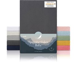 Laleni Jersey Baby/Kind Hoeslaken - Actief Ademend - Oeko-Tex Certificeerd - Babybed, Wieg, Kinderbed 60 x 120 x 15cm, antraciet, set van 2