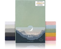 Laleni Jersey Baby/Kind Hoeslaken - Actief Ademend - Oeko-Tex Certificeerd - Babybed, Wieg, Kinderbed 60 x 120 x 15cm, zomer groen