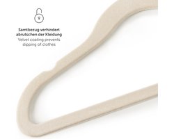 Laleni Kinderkledinghangers 50 stuks met fluwelen hoes - Ruimtebesparende kinderkledinghangers - 360° draaibare kinderkledinghangers - Anti-slip fluwelen kinderkledinghangers - Roségoud & Ivoor