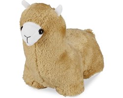 Lama deurstopper van zware alpaca stof gevuld met zand - 23x14x29 cm lichtbruin