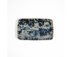 L’AMAR Blue Ocean - Handgemaakt Porselein Servies - Rechthoekig Bord - Set van 2 stuks - 21x13 cm