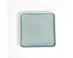L’AMAR - Turquoise - Vierkant Bord - Set van 6 - Handgemaakt - 20 x 20 cm