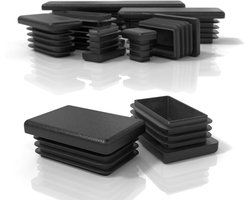 Lamellenpluggen - Afdekpluggen Rechthoekig - Bescherming Meubels - Made in Germany - 40x20 mm - Zwart