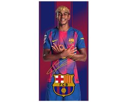 Lamine Yamal F.C. Barcelona - Microvezel Badhanddoek - Strandlaken + Handtekening – 70×140 cm – 100% Polyester
