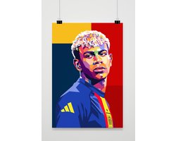 Lamine Yamal Poster - Voetbal Posters - Sport - Pop Art - Atleet - Wonderkind - Wanddecoratie Woonkamer - 180 gram papier - XS7038 - Formaat 30 x 40cm