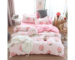 La'Moussawi ® Beddengoedset met Schattige Perzikprint en Zachte Microvezel voor Stijlvolle Slaapkamers