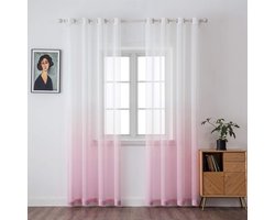 La'Moussawi ® Gezellige Transparante Gordijnen met Kleurverloop voor Slaap- en Woonkamerinrichting