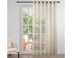 La'Moussawi ® Gordijnen Set voor Woonkamer met Moderne Linnenlook en Inslagringen, Halftransparant, 300 x 280 cm