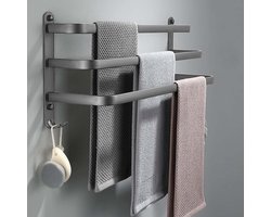 La'Moussawi ® Handdoekhouder met Innovatief Ontwerp voor Badkamer en Keuken, Zonder Boren, in Stijlvolle Grijze Afwerking
