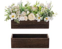 La'Moussawi ® Houten Rechthoekige Bloembakken voor Tafeldecoratie en Bruiloft