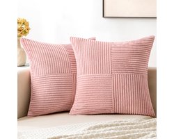 La'Moussawi ® Kleurrijke Set van 2 Decoratieve Kussenhoezen van Zacht Corduroy voor Diverse Interieurs