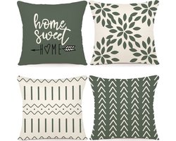 La'Moussawi ® Kleurrijke Set van 4 Linnen Kussenhoezen voor Huis en Tuin, 45 x 45 cm