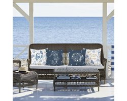 La'Moussawi ® Kustthema Set van 4 Decoratieve Kussenhoezen met Zeepaardjes en Schelpen Design