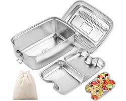 La'Moussawi ® Roestvrijstalen Lunchbox met Flexibele Indeling en Lekvrij Ontwerp voor Elke Maaltijd