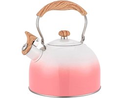 La'Moussawi ® Roestvrijstalen Waterketel met Houtnerfgreep voor Inductie en Gas, Fluitketel 2,5 Liter, Ideaal voor Thee en Koffie