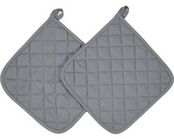 La'Moussawi ® Set van 2 Katoenen Hittebestendige Keukenonderzetters van 24x24 cm in Grijze Kleur