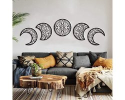 La'Moussawi ® Unieke Houten Maanfase Wanddecoratie voor Slaapkamer in Scandinavische Stijl
