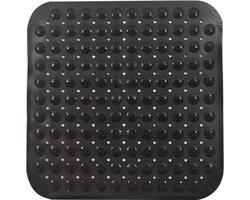 La'Moussawi ® Veilige Antislip Douchemat met Zuignappen voor Badkamers en Sauna's, Zwart, 48x48 cm