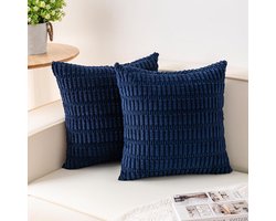 Lamp Cordless Cushion Set - Herfst zachte gestreepte kussens set - Moderne Huisdecoratie Kerstmis kussens set - 45 * 45cm - Blauw - 2 stuks