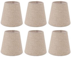 lamp-Een set van 6 linnen lampenkappen, geschikt voor E14-lampen - 14 cm in diageschikt voorer - 13 cm hoog - eenvoudig te monteren op tafellampen en hanglampen.