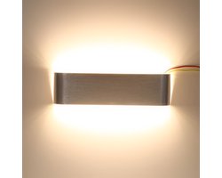 lamp-Moderne, minimalistische aluminium LED-wandlamp, 12 watt, geschikt voor naast het bed, in de hal en in de badkamer (warm wit-zilver).