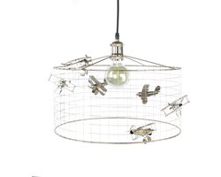 Lamp Vliegtuig-Hanglamp Kinderkamer met Vliegtuigen-lamp met vliegtuigjes-vliegtuiglamp-kinder hanglampen-lamp jongenskamer-lamp kinderkamer-lamp babykamer-Zilver-Ø40cm.