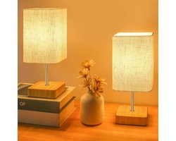 Lampe de Chevet Tactile Lot de 2, Lampes de Table 3 Intensité, Abat-jour en Tissu de Lin Beige, Lampe Tactile pour Salon Chambre, Bureau, Hôtel (2 Ampoules Incluses) [Energieklasse F]