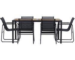 Lampedusa tuinmeubelset 1 eettafel, 6 stoelen zwart.