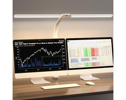 Lampen District® - Bureaulamp led dimbaar - Oog beschermende LED - Flexibele Werklamp - 5 Lichtstanden & 5 Helderheidsniveaus - Wit