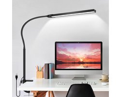Lampen District® - LED Bureaulamp met klem - Oogbeschermende LED Lamp - Flexibele Werklamp - 3 Lichtstanden & 10 Helderheidsniveaus