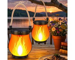 Lampen - Solar Vlamlampen 2 Stuks - Buiten Hanglamp met Vlam Effect - Waterdicht - Zonne Oplaadbaar - Sfeerverlichting voor Tuin en Terras