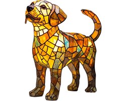 Lampen van gebrandschilderd glas met dierenmotief - Vintage katvormige lampen van gebrandschilderd glas | Handgemaakte nachtlampjes met dierenmotief | Kleurrijke decoratieve LED-nachtlampjes voor slaapkamers, Labrador Retriever
