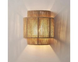 Lampen - Verlichting - Wandlamp - Geweven Henneptouw - Nachtlampje - Boho Rotan