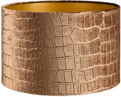 Lampenkap Cilinder - 20x20x15cm - Croco bronze - gouden binnenkant