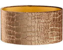Lampenkap ovaal - 30x20x16cm - Croco bronze - gouden binnenkant