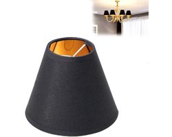 Lampenkap - Ronde lampenkap - Stoffen lampenkap - zwarte lampenkap - Kleine lampenkap - Inclusief lampklem - minimalistische stijl - 14,2*14,2*13 cm - Geschikt voor tafellampen, hanglampen, wandlampen, kandelaars en gloeilampen - Zwart
