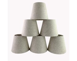 Lampenkappen Set - Kroonluchter Kappen - Binnenverlichting - Clip-on Montage - 6 Stuks - Natuur Linnen