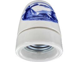 Lamphouder E27 Porselein - Wit / Blauw (Dutch design)