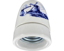 Lamphouder E27 Porselein - Wit / Blauw (Dutch design)