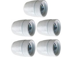 Lamphouder porselein - 3/8 - E27 - Wit - Per 5 stuks