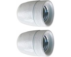 Lamphouder porselein - M10 - E27 - Wit - Per 2 stuks