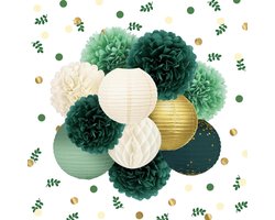 Lampion Groen Opknoping Weefsel Pom Poms-Gouden Folie Dots Papier Lantaarn-Confetti 30G-Rustieke Stijl Bruids Douche Decoraties