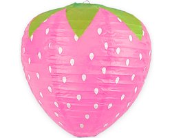 Lampion - Sint Maarten - Lampionstokje - Lichtje - Aardbei - Treklampion - Papier - Kind - Roze - Versiering - 1 Stuk